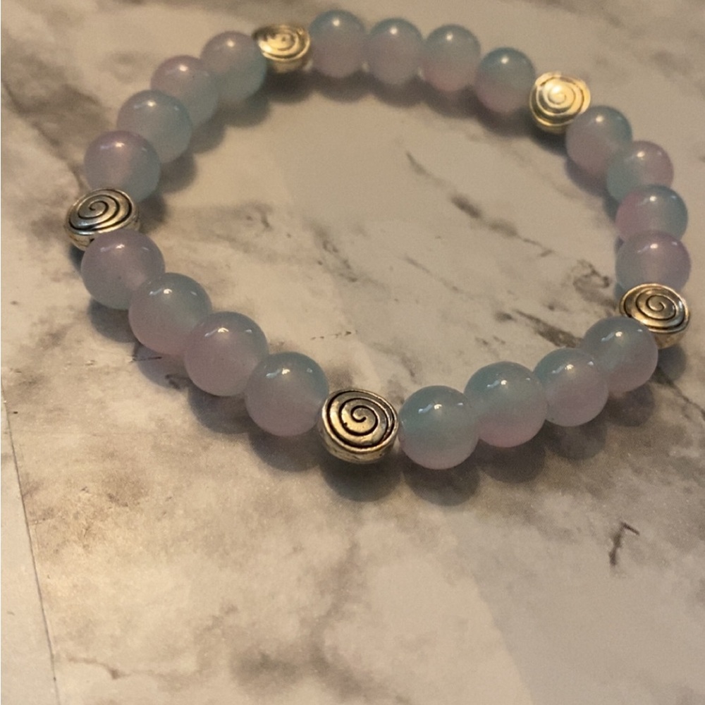 Elegant Silver and Blue Beaded Bracelet